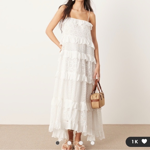 ASOS White Strapless Ruffle Dress - Picture 2 of 4
